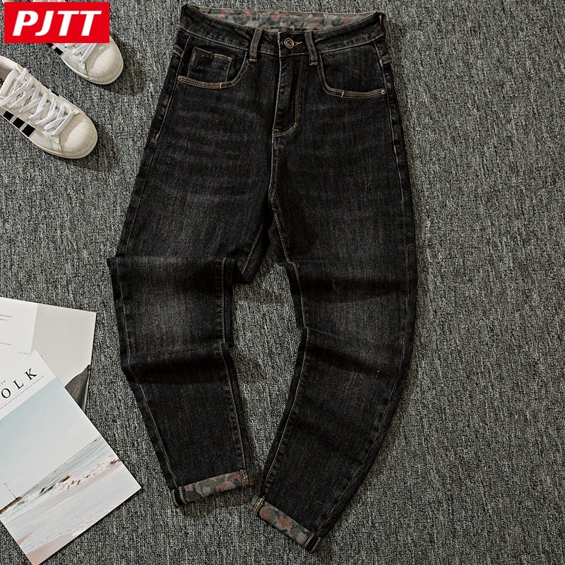 潮牌早春黑灰色男修身韩版底牛仔裤 pagatuteng牛仔裤