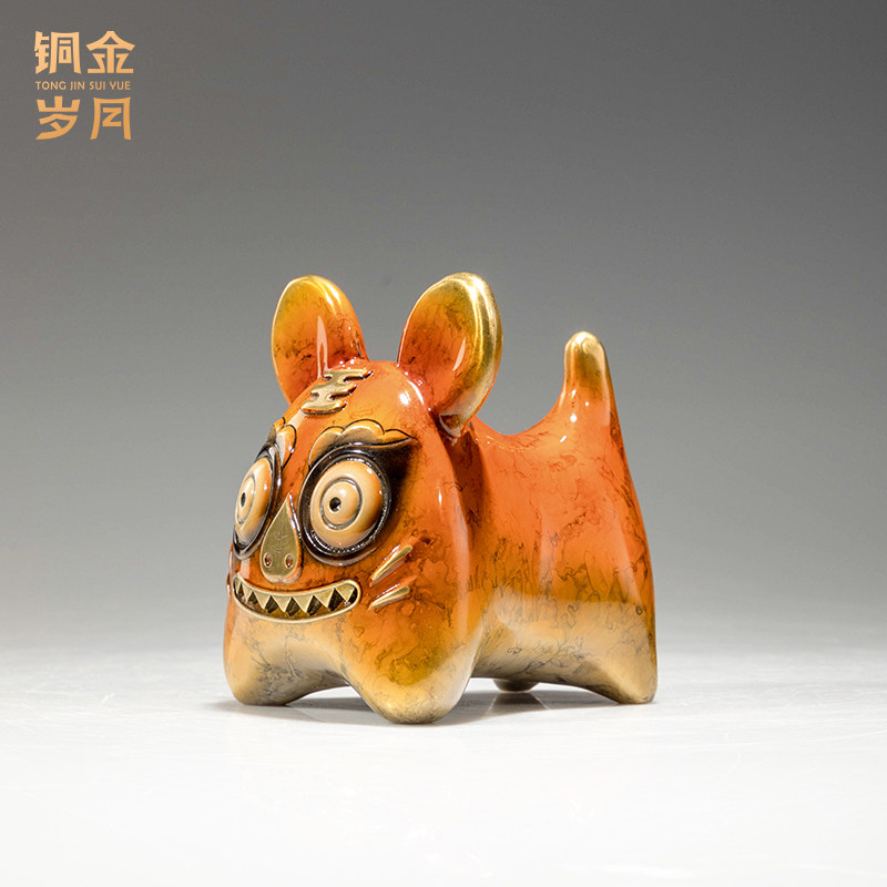 《笑笑虎》铜金岁月黄铜老虎摆件工艺品铜器办公室桌面书房装饰品,淘宝优惠券,粉丝福利购,淘宝优惠卷