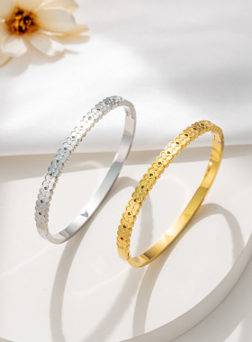 不掉色真空电镀四叶草爱心手镯女304不锈钢欧美时尚轻奢钛钢手环