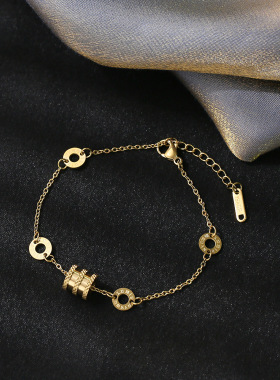 金色光面小蛮腰钛钢手链女简约不掉色网红时尚手饰冷淡风小众饰品