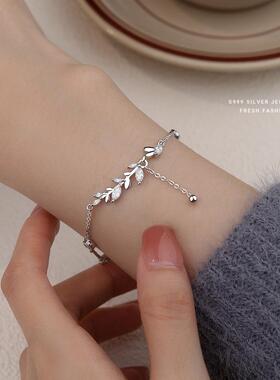 麦穗流苏锆石手链女银耳环9999纯银女正品纯银小清新精致穗穗平安