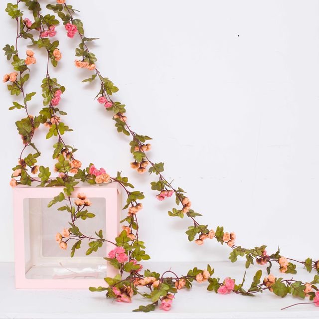 Simulated rattan plastic rose vine decoration fake flowers wedding air conditioning pipes wrap around to cover vine ceiling wall hanging