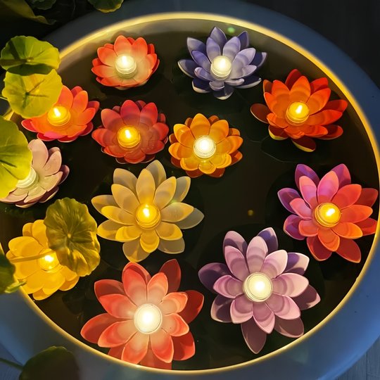 新款荷花莲花灯发光更持久可循环使用户外水上装饰中秋河灯许愿灯