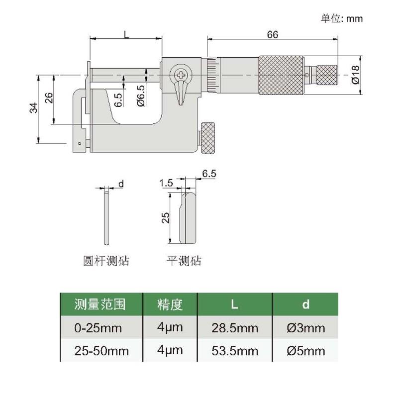 西北青海量具青量多用千分尺高精度测台阶宽度高度壁厚02550mm - 图1