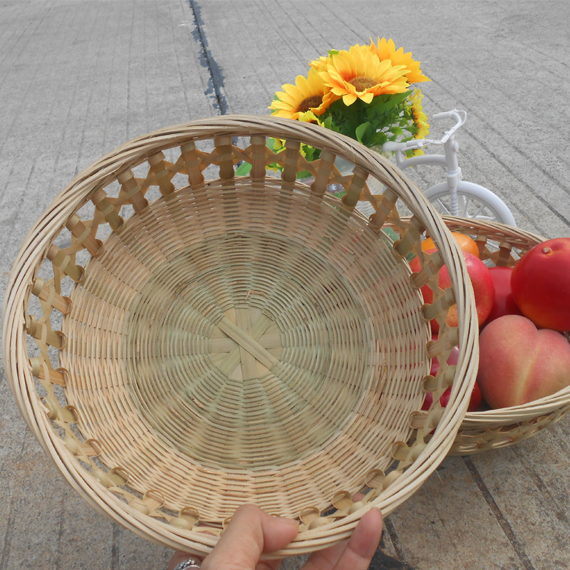 厂价销售竹质工艺品圆形簸箕水果篮收纳竹筐鸡蛋家用农家田园风范,淘宝优惠券,粉丝福利购,淘宝优惠卷