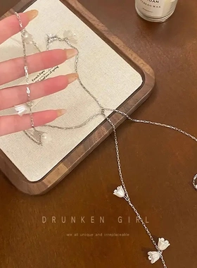 流苏铃兰花朵项链轻奢高级感锁骨链蝴蝶温柔双层叠戴小众设计颈链