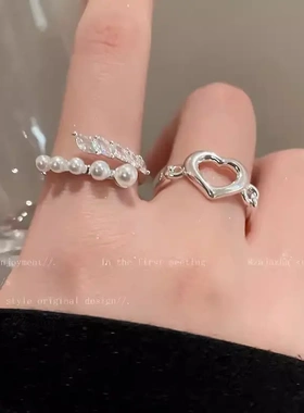 ins韩版小众设计感戒指女气质百搭个性高级感冷淡风开口食指戒