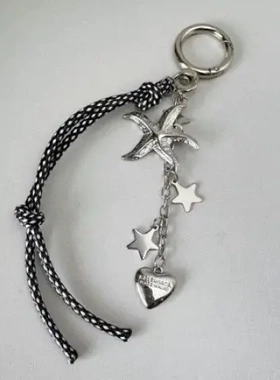 韩系ins风海星五角星爱心绳子挂件复古y2k辣妹小众包包挂饰毛衣链