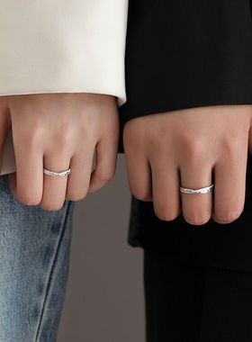 星辰大海S925纯银情侣戒指小众ins风对戒情人节礼物送女友男女
