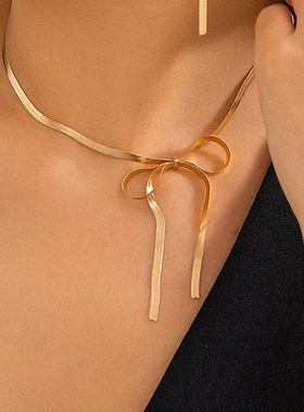 欧美跨境ins风蝴蝶结金属脚链女 简约打结系带蛇骨链Anklet脚饰品