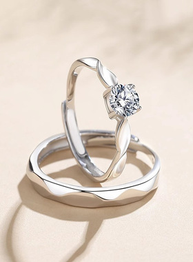 对戒新款共度爱河S925纯银情侣戒指小众ins风韩版时尚不掉色男女