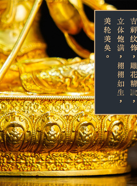 藏传尼泊尔手工艺纯铜鎏金尼泊尔手工艺雕花大白伞佛母复古供佛堂