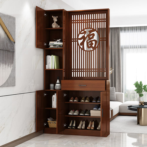 福字正对大门屏风隔断柜进门入户客厅现代简约实木鞋柜玄关柜一体 - 图2