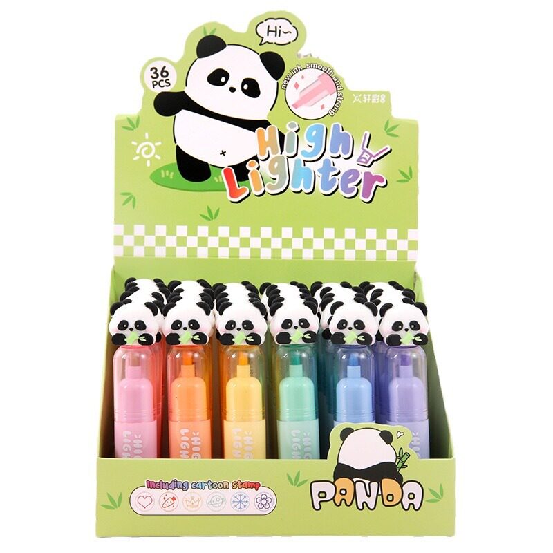 Cute cartoon panda highlighter for good-looking primary school students