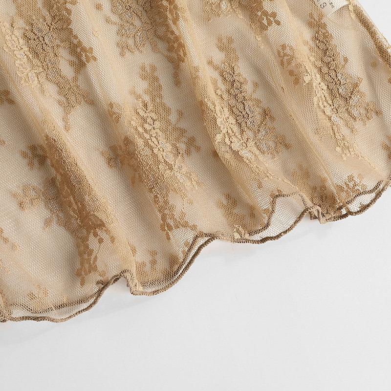 日系甜美性感蕾丝花边透视打底衫 梵婠蕾丝衫/雪纺衫