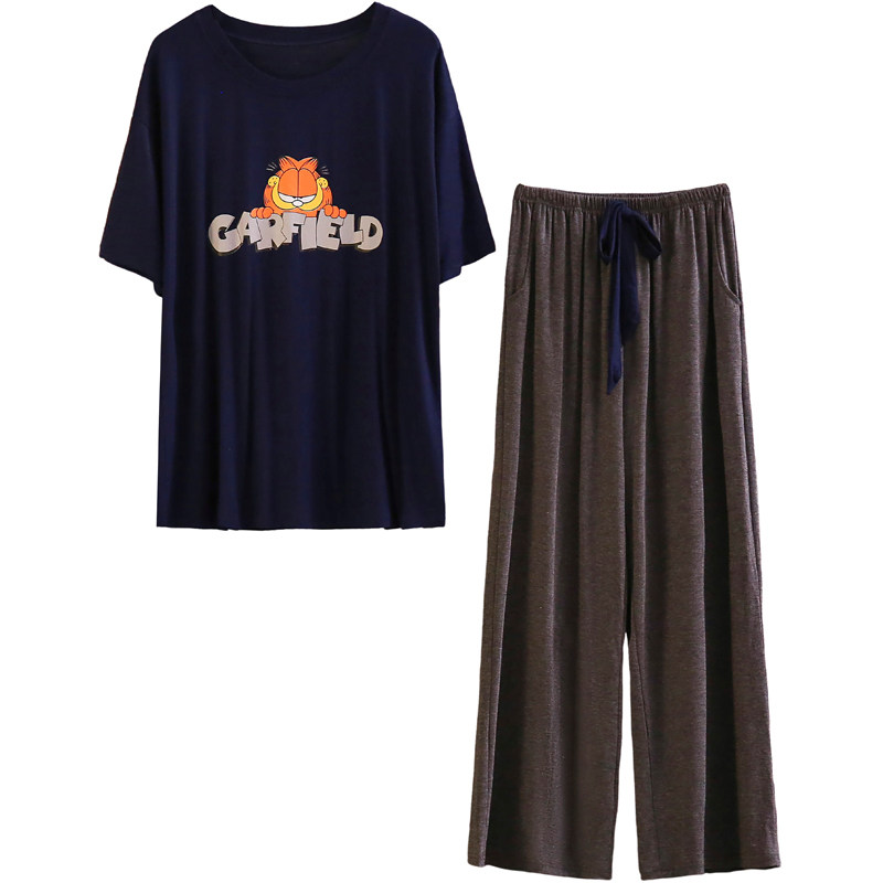 大码200斤可爱宽松莫代尔短袖睡衣 夕照兰睡衣/家居服套装