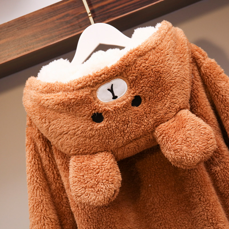 大码连体200斤可爱珊瑚绒加肥睡衣 夕照兰睡衣/家居服套装