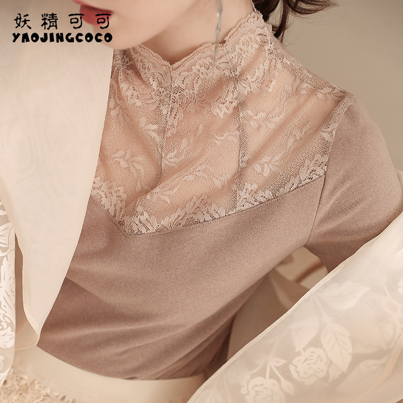 妖精可可名媛蕾丝长袖打底衫t暖衣 妖精可可毛针织衫