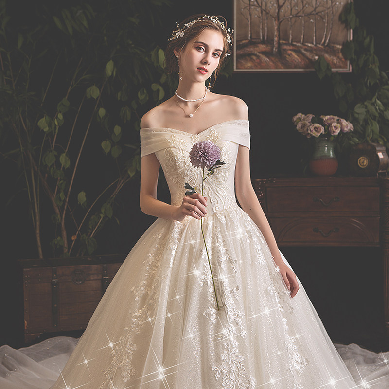 一字肩婚纱2020新款新娘气质豪华女 繁佑婚纱