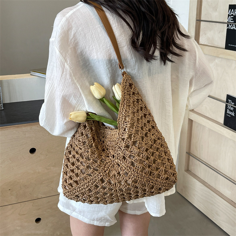 2026春季新款时尚简约镂空手提包单肩斜挎包韩版时尚菜篮子编织包,淘宝优惠券,粉丝福利购,淘宝优惠卷