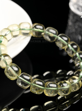 蓓蓓福水晶 天然小青柠手链 绿色清新黄水晶手串水晶散珠