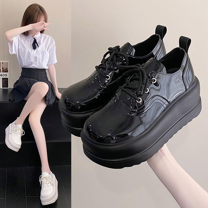 小皮鞋女秋季2022新款英伦风日系松糕鞋女厚底单鞋增高鞋猪腰子鞋,淘宝优惠券,粉丝福利购,淘宝优惠卷