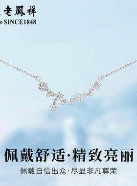 老凤祥S925纯银项链北斗七星吊坠轻奢小众情人节生日礼物送女友