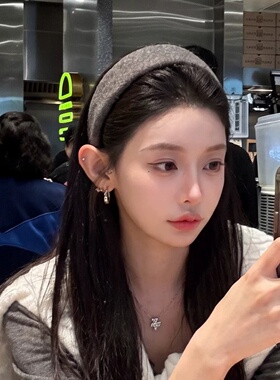 深灰色羊毛呢宽边发箍女高颅顶秋冬2026新款头箍通勤百搭外戴发饰