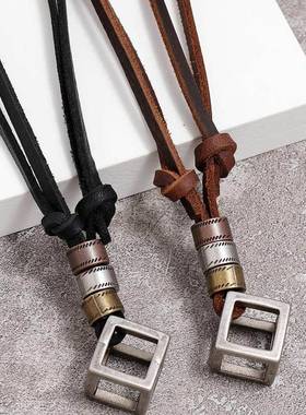 古典美拉德风项链男生小众设计高级感可调节毛衣链卫衣锁骨链颈链