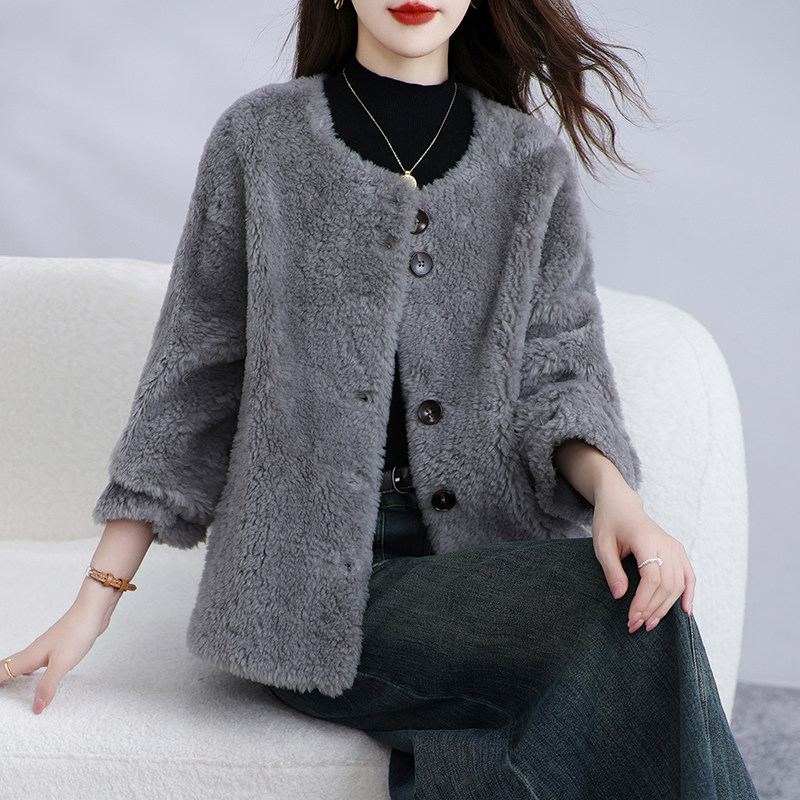 2025新款海宁颗粒绒皮草外套女短款羊剪绒一体妈妈羊羔毛大衣冬季,淘宝优惠券,粉丝福利购,淘宝优惠卷