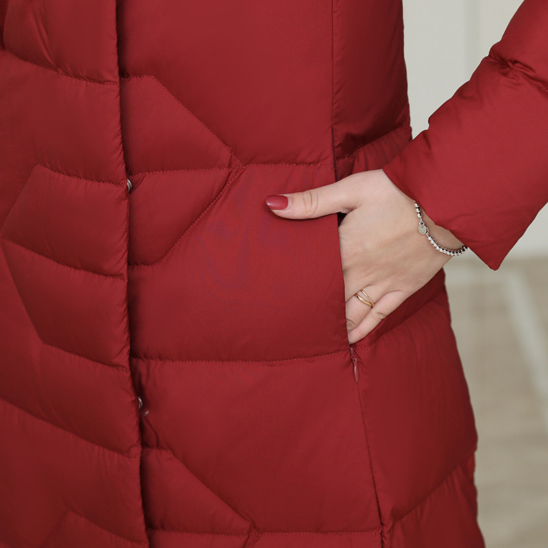 2020新款羽绒服女中长款修身时尚连帽冬季加厚保暖白鸭绒外套爆款