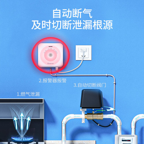 燃气报警器家用商用厨房天然气切断阀煤气液化气泄漏自动断气探测 - 图3