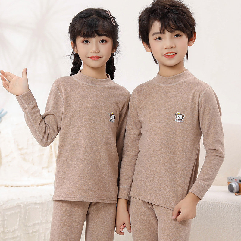 羊绒蚕丝半高领舒绒保暖内衣套装男女童中大童学生青少年秋衣秋裤,淘宝优惠券,粉丝福利购,淘宝优惠卷