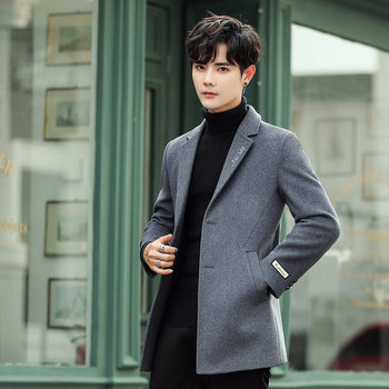 ຜູ້ຊາຍກະທັດຮັດຍາວກາງ woolen ຄົນອັບເດດ: Korean style coat casual style clothes small suit woolen new coat trend