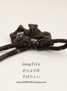 高级感碎花蝴蝶结绑带发绳品质感大肠圈日韩气质低马尾头绳皮筋女