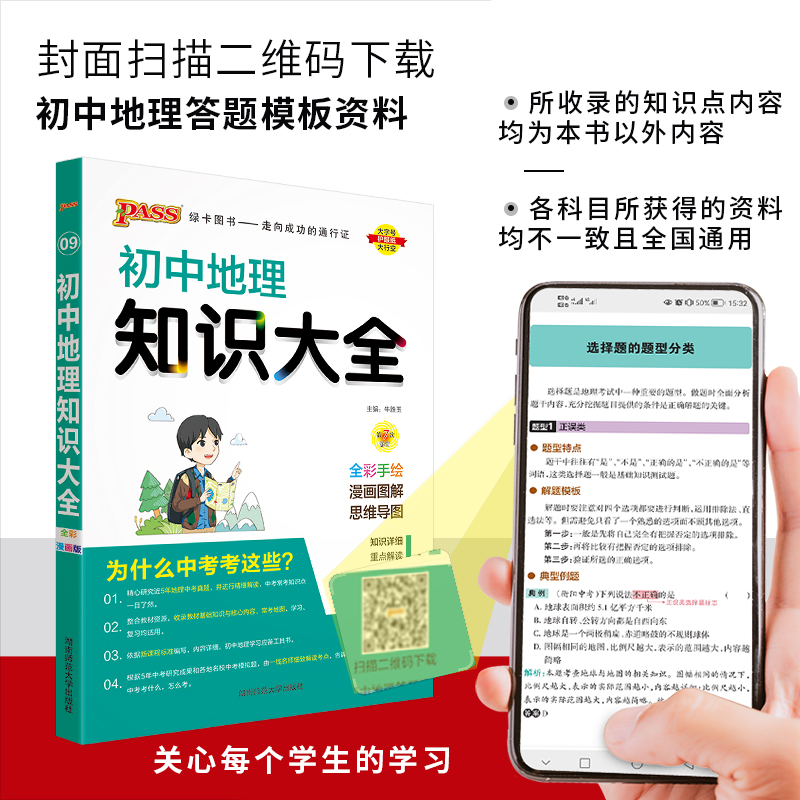 2024版pass初中地理知识大全通用版第7次修初一二三中考基础知识手册解题题型考点全解读七八年级中国世界地图册会考速查资料辅导-图2