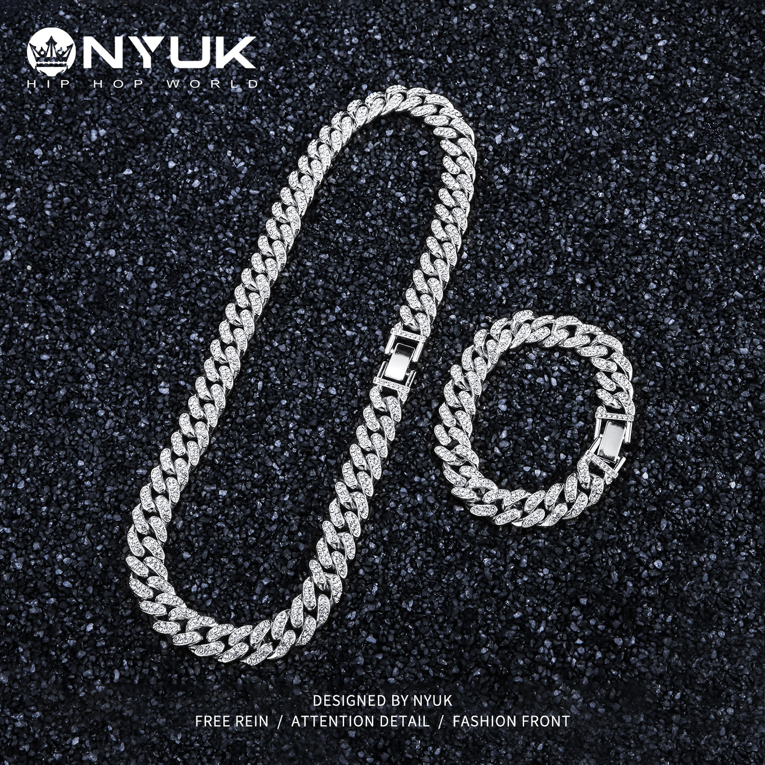 nyuk欧美街舞嘻哈风重工满钻款项链 nyukhiphopworld项链