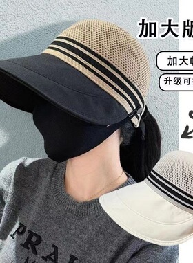 夏季新款镂空透气渔夫帽女可挂口罩户外遮阳防晒扎马尾时尚鸭舌帽