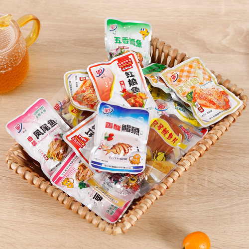 舟山特产裕达海鲜荟萃大礼包500g零食即食小吃小黄鱼鱿鱼仔香辣味 - 图1