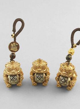 新款纯黄铜创意貔貅抱球手把件招财挂件工艺品摆件醒狮转转礼品