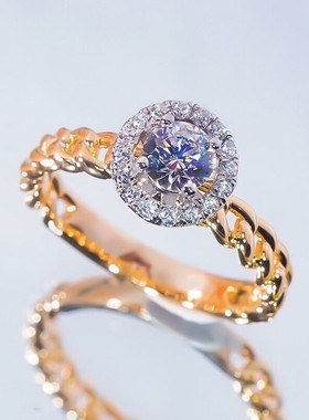 圆包锁链戒指小众设计时尚