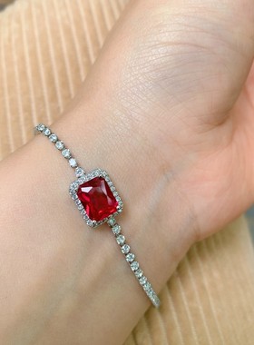 莫桑钻群镶满钻祖母绿方包手链