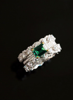 奢华祖母绿满钻现货高端戒指