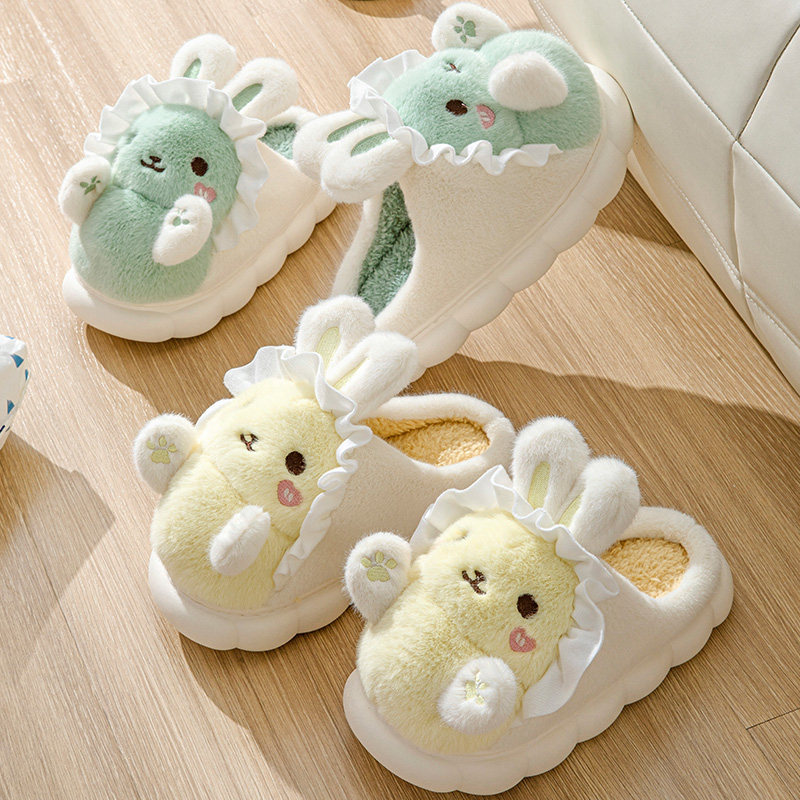 毛绒可爱小兔子棉拖鞋女冬季2025新款加绒保暖室内家居甜美棉拖女,淘宝优惠券,粉丝福利购,淘宝优惠卷