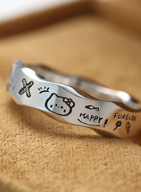 2025新款情侣图案Hellokitty动漫主角可调节送女友礼物库洛米戒指