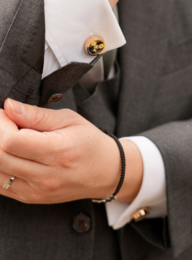 Tateossian男士镀铑纯银编织手链