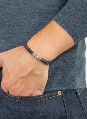 Tateossian男士火山岩纯银手链