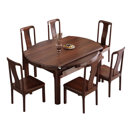 Wujin Wood Столковый обеденный стол и стул Комбинированность 2025 Новая гостиная небольшая квартира Выдвижной круглый обеденный стол