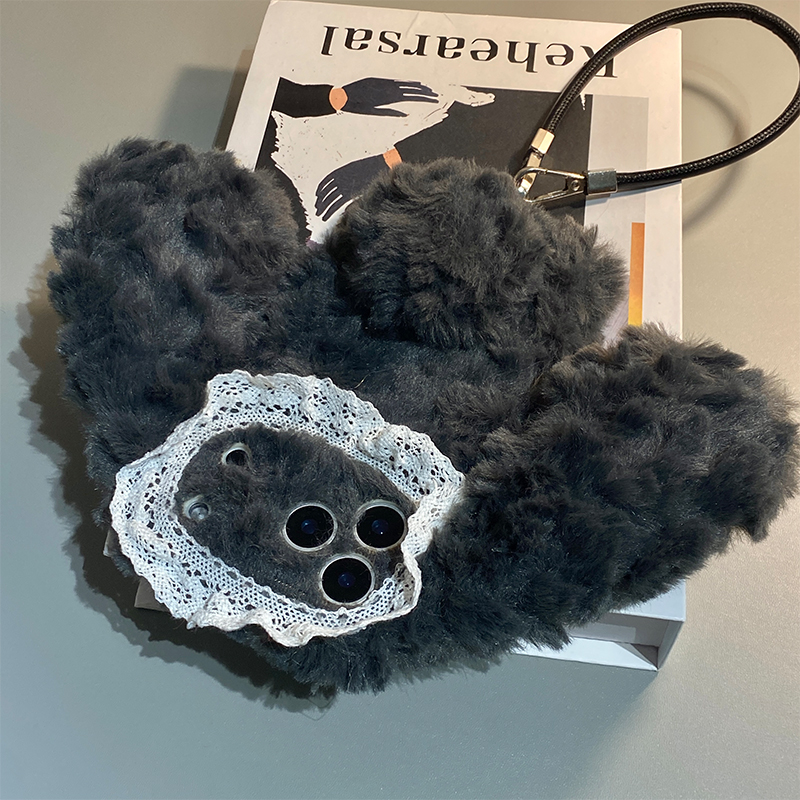 毛绒兔子耳朵适用vivoxfold5pro手机壳xfold+背带xfold3斜挎xflip挂绳xfold2秋冬vivo折叠屏卡通十简约硬壳女 - 图1