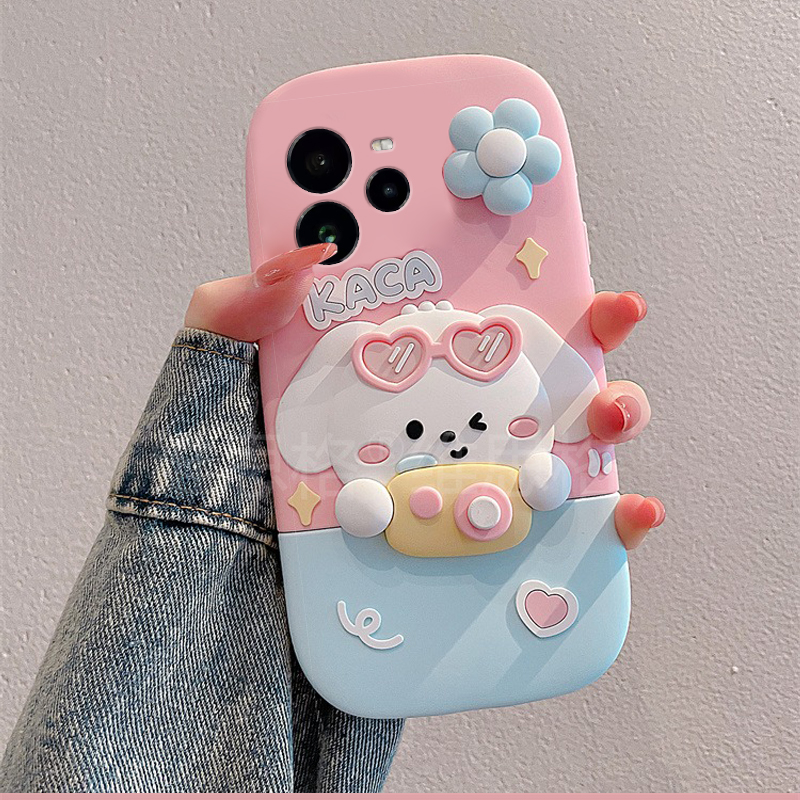 爱心玉桂狗适用oppo真我13pro+手机壳gtneo5se卡通12可爱11带gt7立体6旋转q3s花朵v25硅胶x2十realme软壳0pp0 - 图0